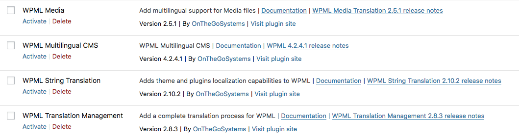 Activate WPML translation plugins to create multi-language website