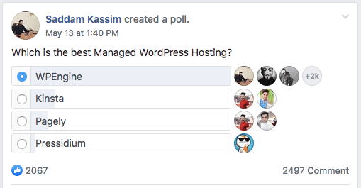 WPEngine facebook poll result