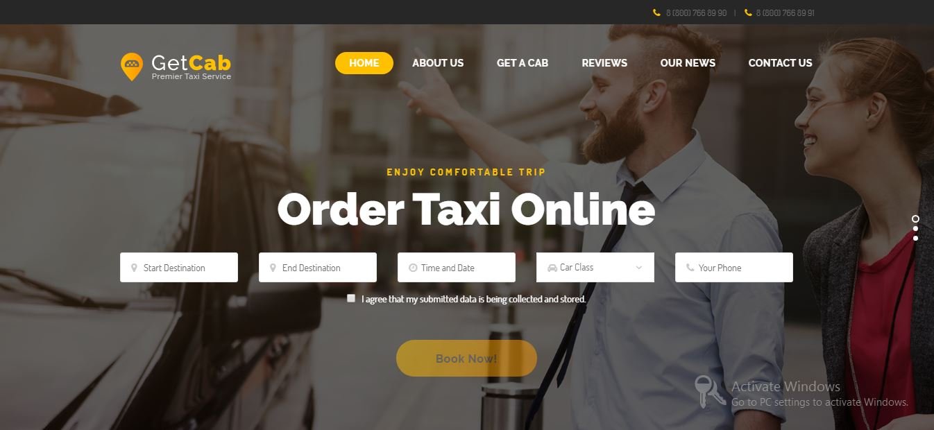 GetCab taxi wordpress theme